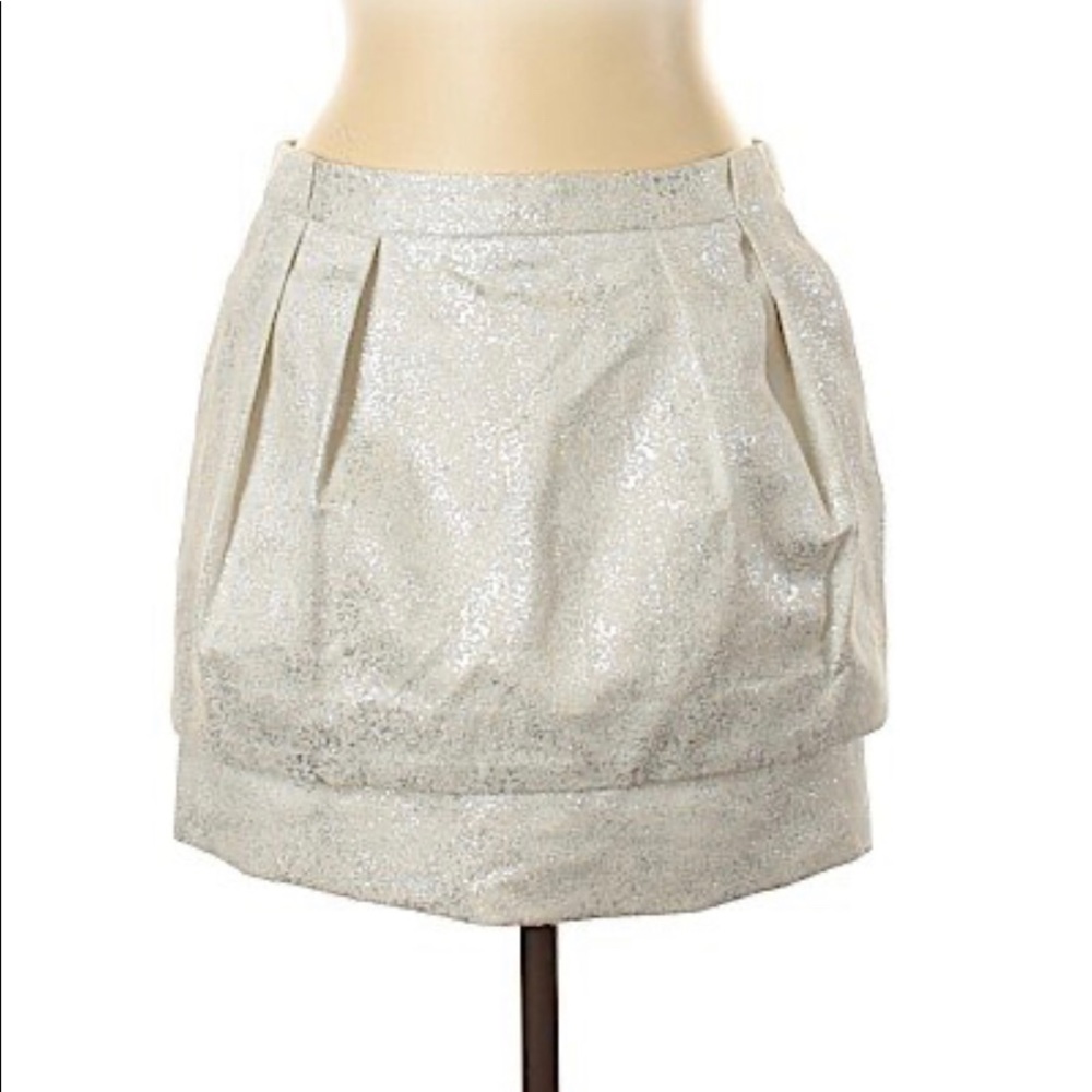 Zara Shimmering White Sparkle Brocade Skirt